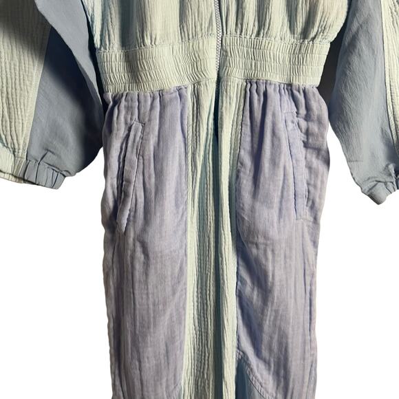 Paradised Blue Colorblock Long Sleeve Sporty Zip Up Jumpsuit Size Medium - Picture 11 of 16